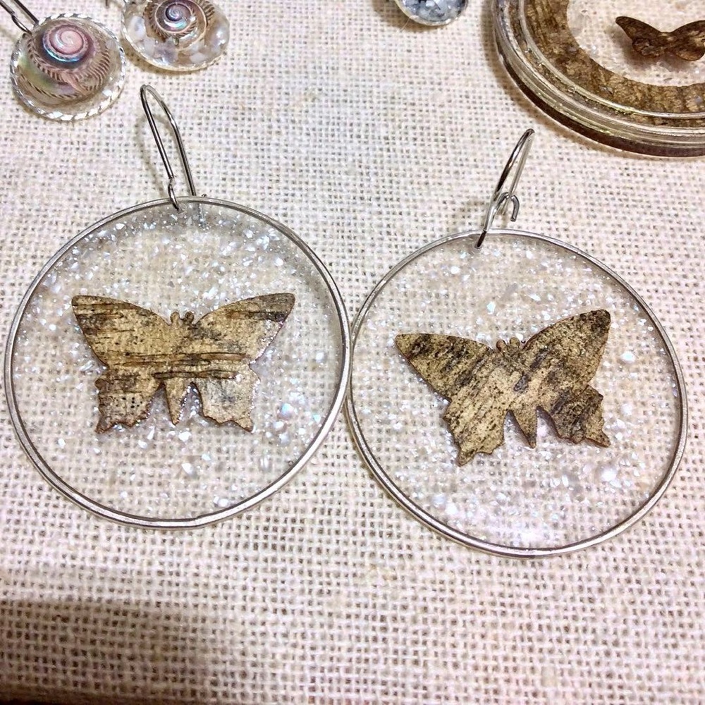 Butterfly Sterling Silver pendent earrings